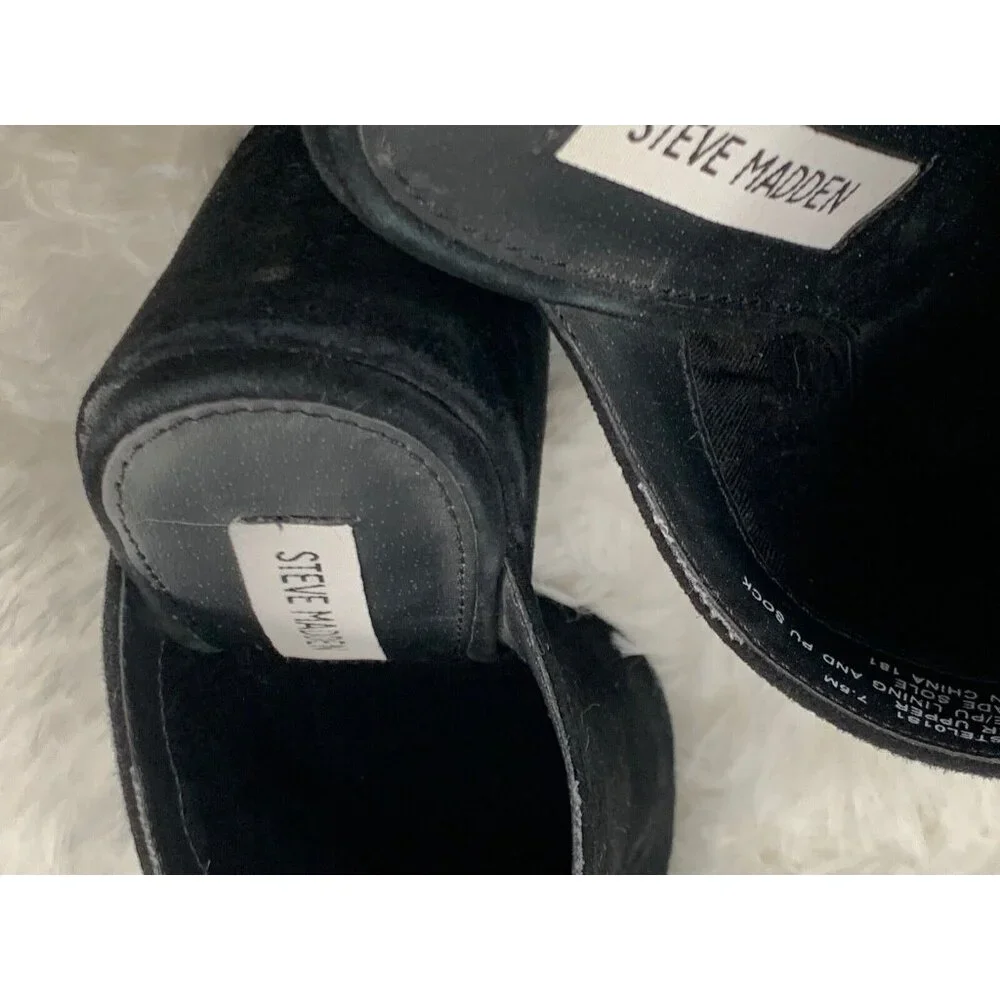 Steve Madden Womens Stela Leather Closed Toe Wedge Pumps Black Suede Size 7.5 - Picture 8 of 10